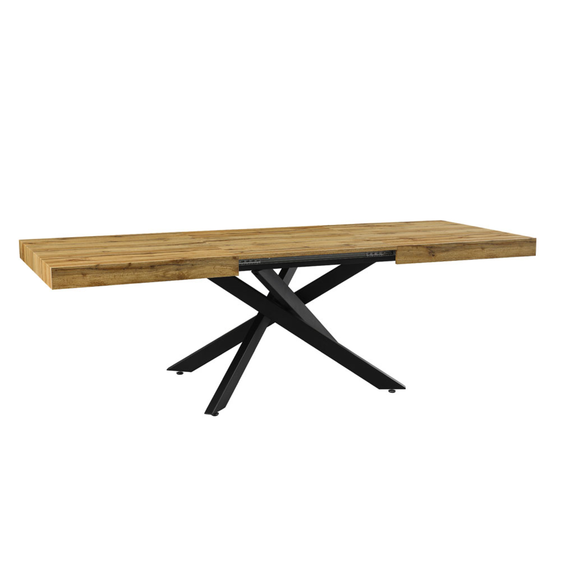 KIMONO TABLE EXTENDABLE MDF WITH PAPER VENEER NATURAL METAL BLACK PRC