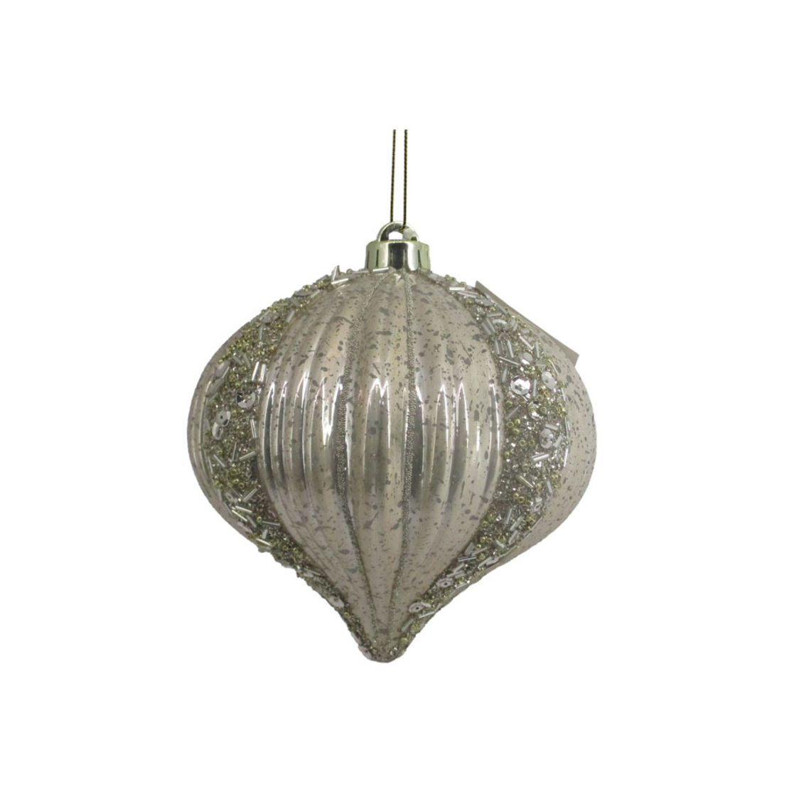 DIAMOND CHRISTMAS BALL 15x15x15 PLASTIC CHAMPAGNE