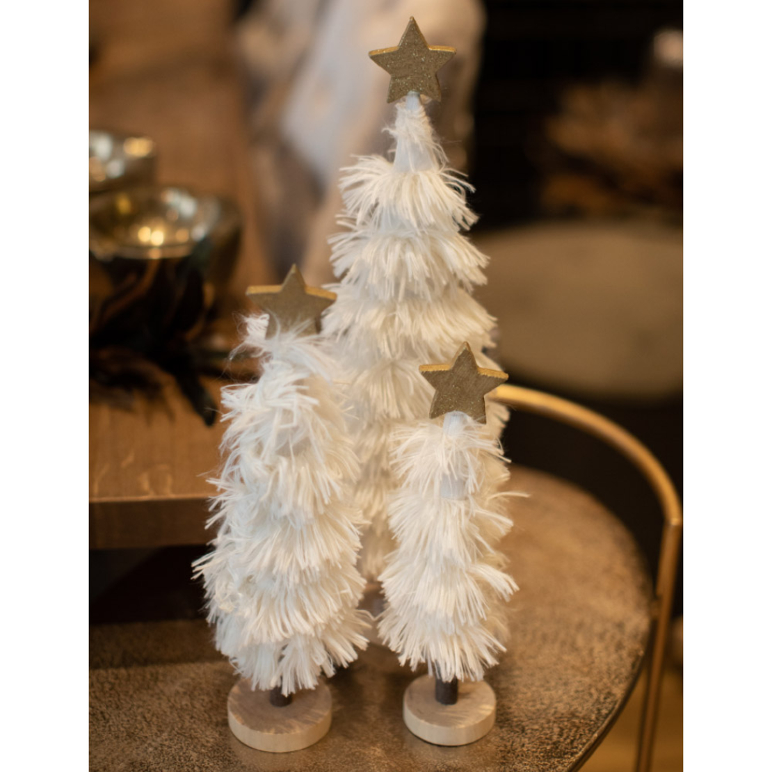 XMAS FUZZY TREE PINEWOOD WHITE D6xH28cm PRC