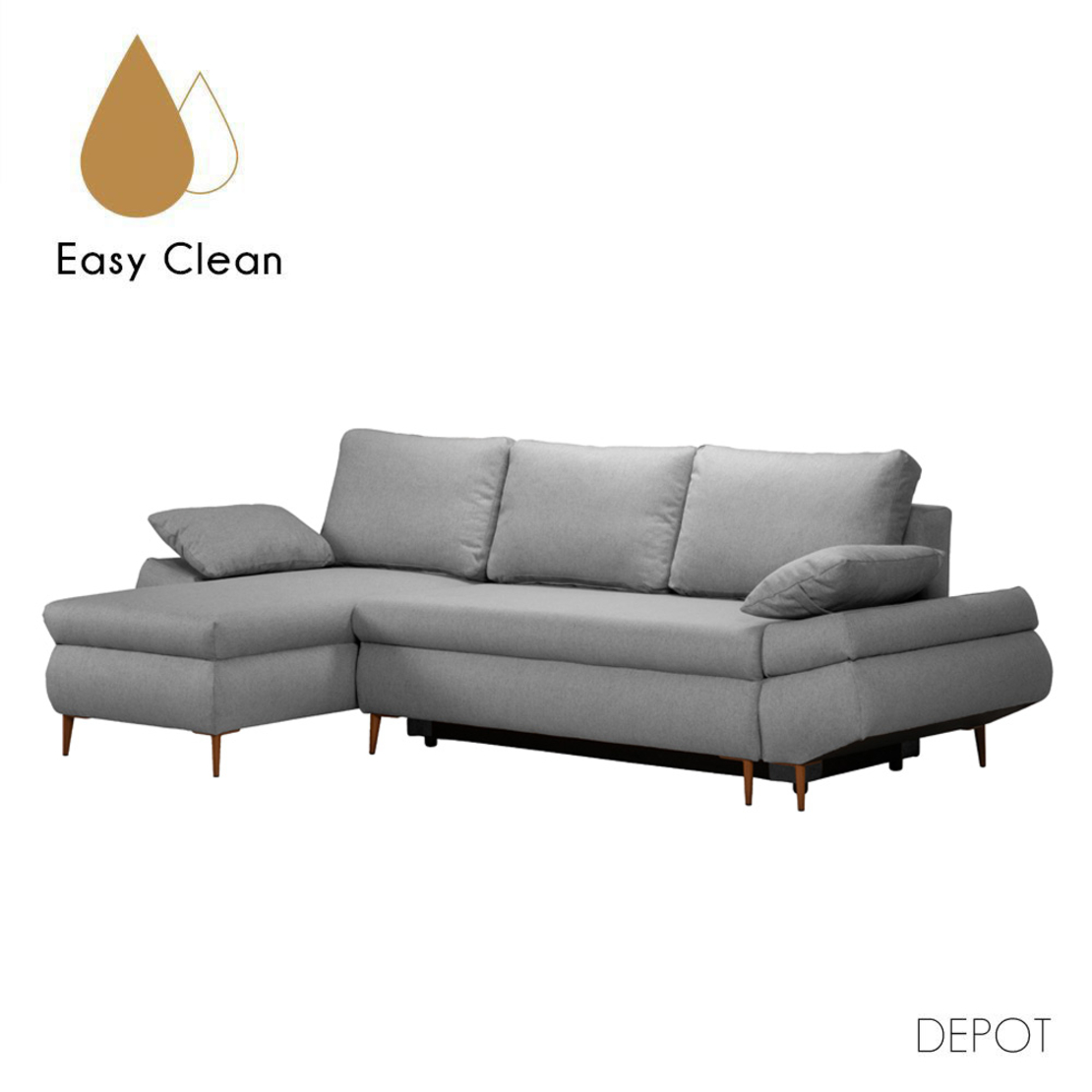 JACOB SOFA BED CORNER LEFT EASY CLEAN FABRIC GREY E1 EU