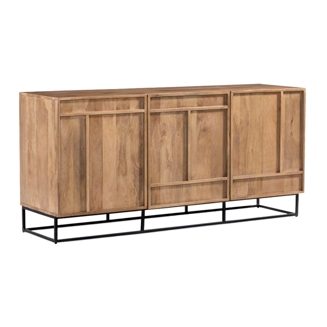 CRAFT SIDEBOARD 3DOORS WOOD MANGO NATURAL METAL BLACK 160x44xH75cm IN