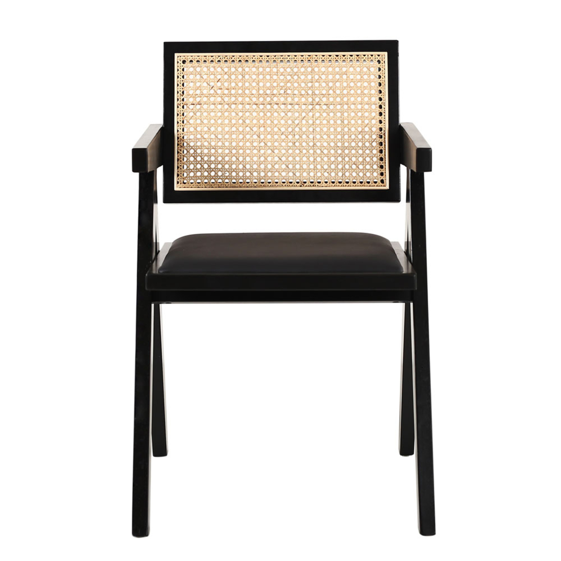 SAMURAI CHAIR WOOD RUBBERWOOD BLACK NATURAL RATTAN PRC