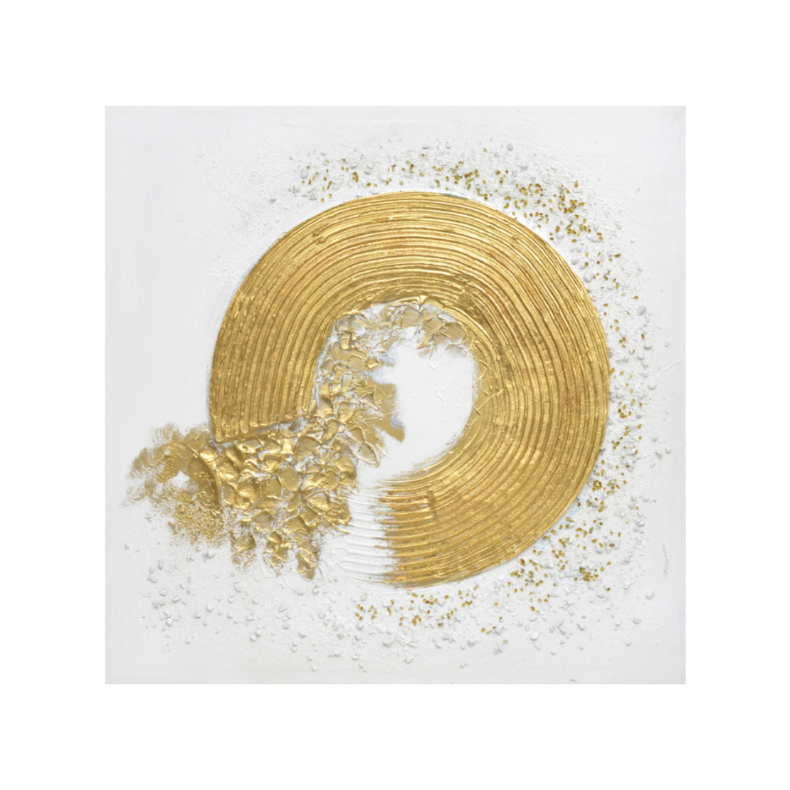 PIUTO GOLD PAINTING CANVAS WHITE GOLD WOOD 60x60xH