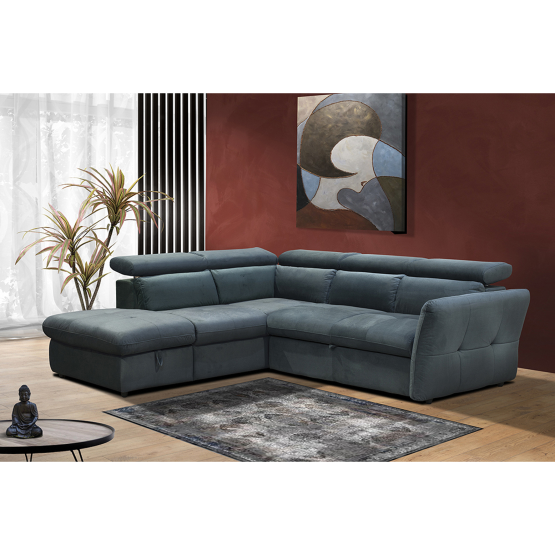 MONSERAT SOFA BED CORNER LEFT EASY CLEAN FABRIC PETROL E1 EU