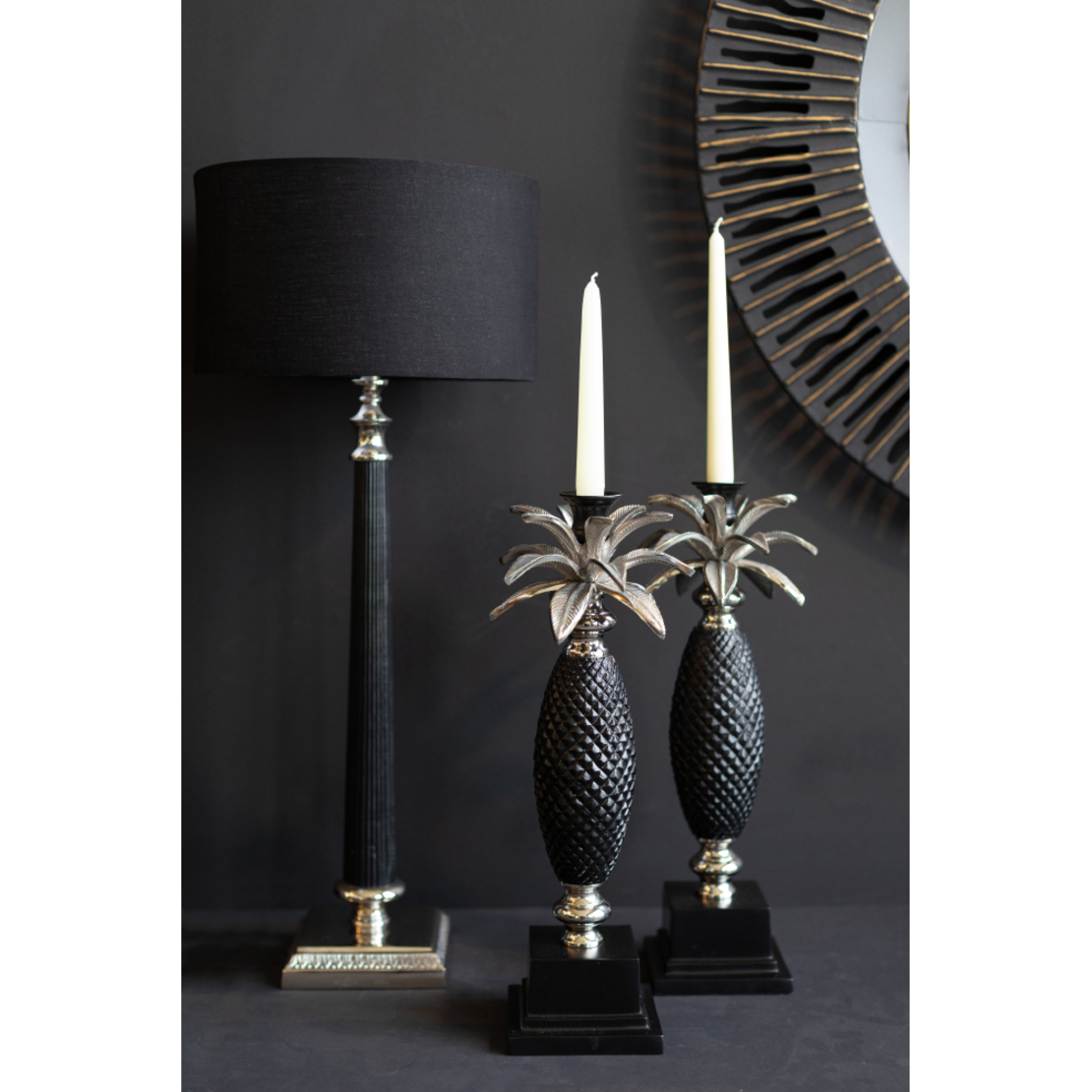 ANANAS CANDLE HOLDER METAL BLACK D13xH44cm IN