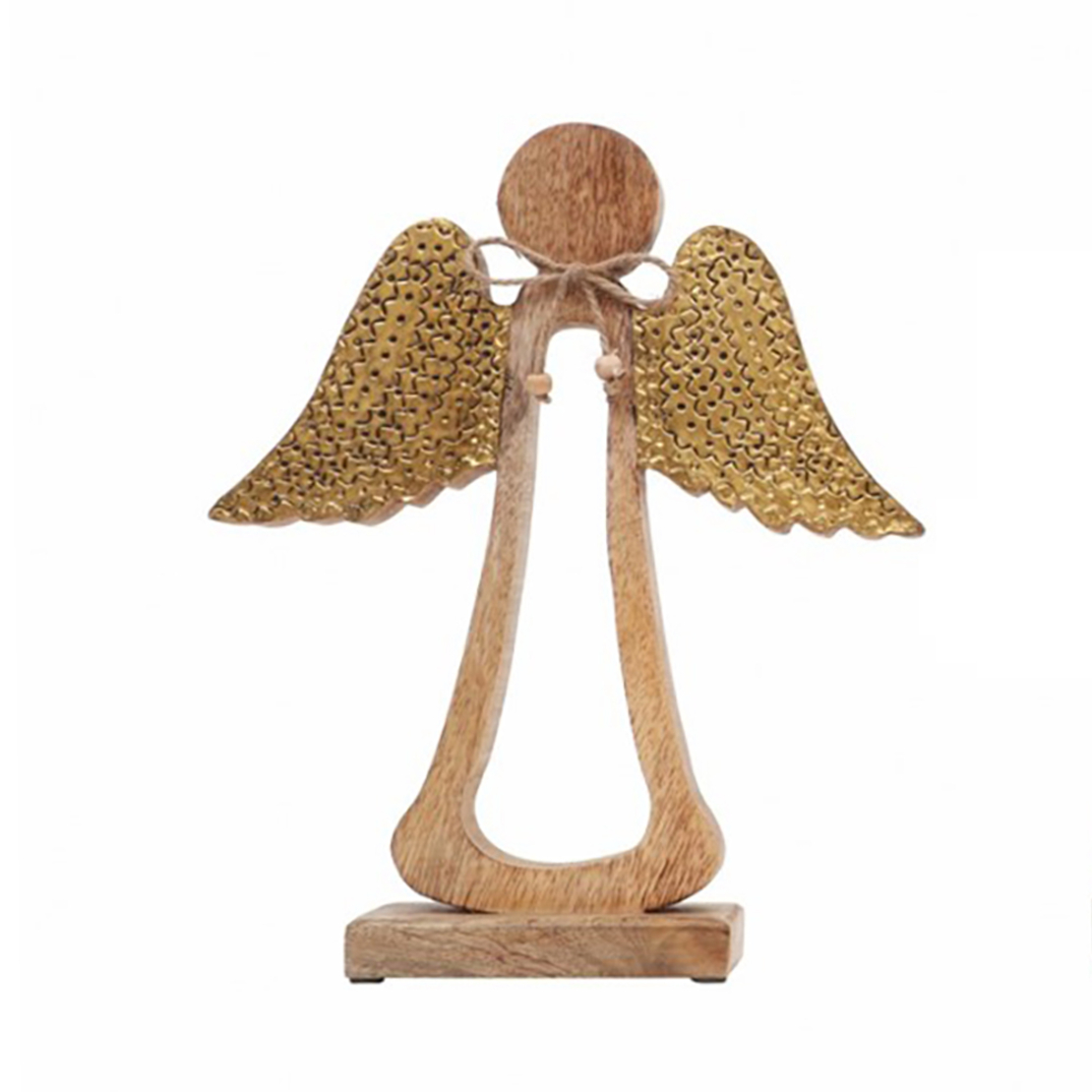 XMAS ENJEL L ANGEL WOOD MANGO GOLD NATURAL 27x6xH3