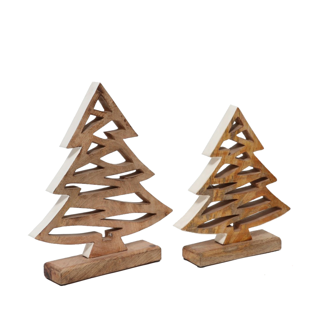 XMAS WOODY TREE WOOD MANGO NATURAL WHITE 16x6xH20c
