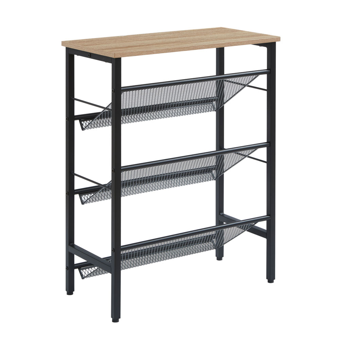 PLEXUS SHOERACK 3SHELVES CHIPBOARD WITH MELAMINE CARTA WALNUT BLACK E1 PRC