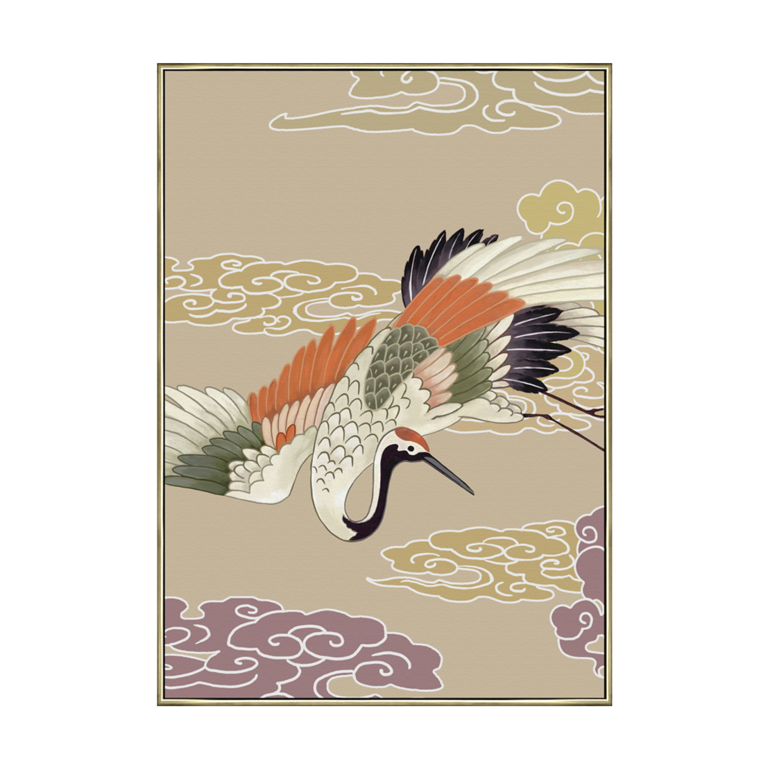 CRANES IN COLOR PAINTING CANVAS MULTICOLOR WOOD 70