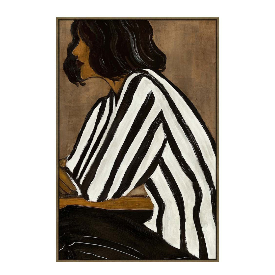 STILL BEAUTY PAINTING DECORATIVE WITH FRAME 80x120x4 CANVAS BROWN BLACK PP