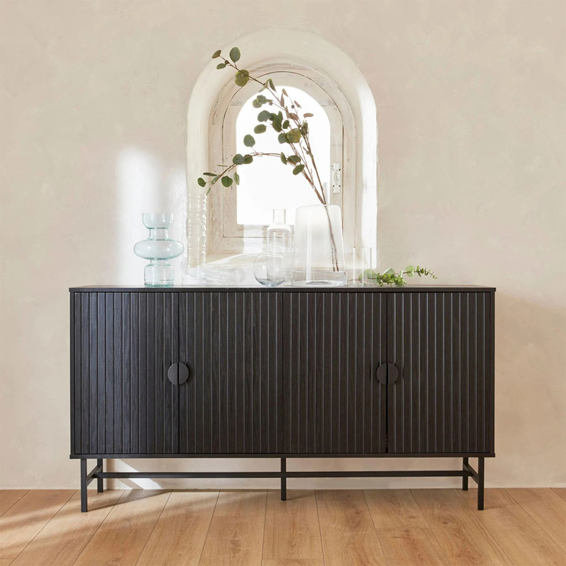 KIMONO SIDEBOARD MELAMINE BLACK METAL 157,5x39xH83cm E1 PRC