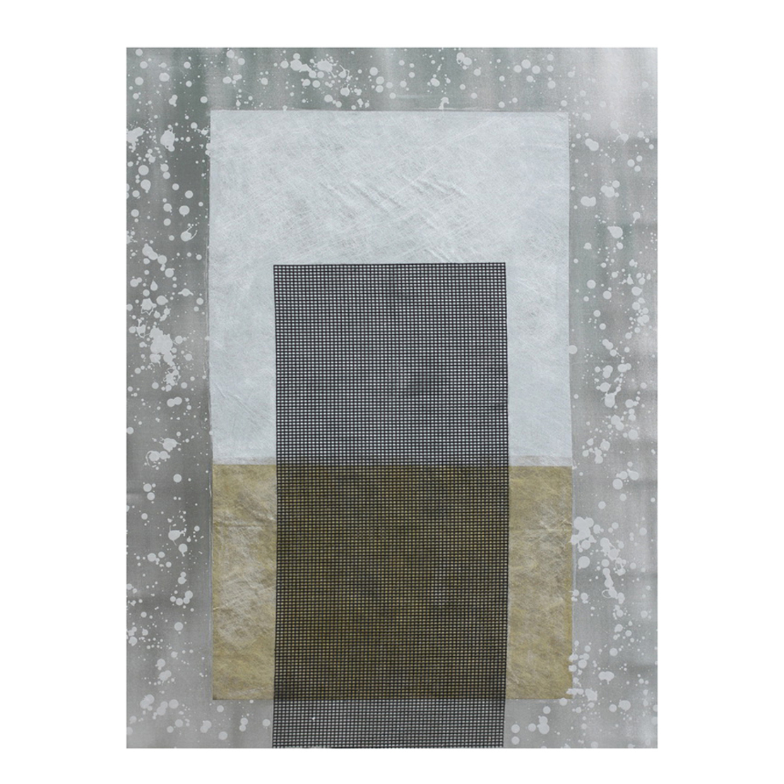 ABSTRACT PAINTING CANVAS GREY SILVER WOOD GOLD 76x