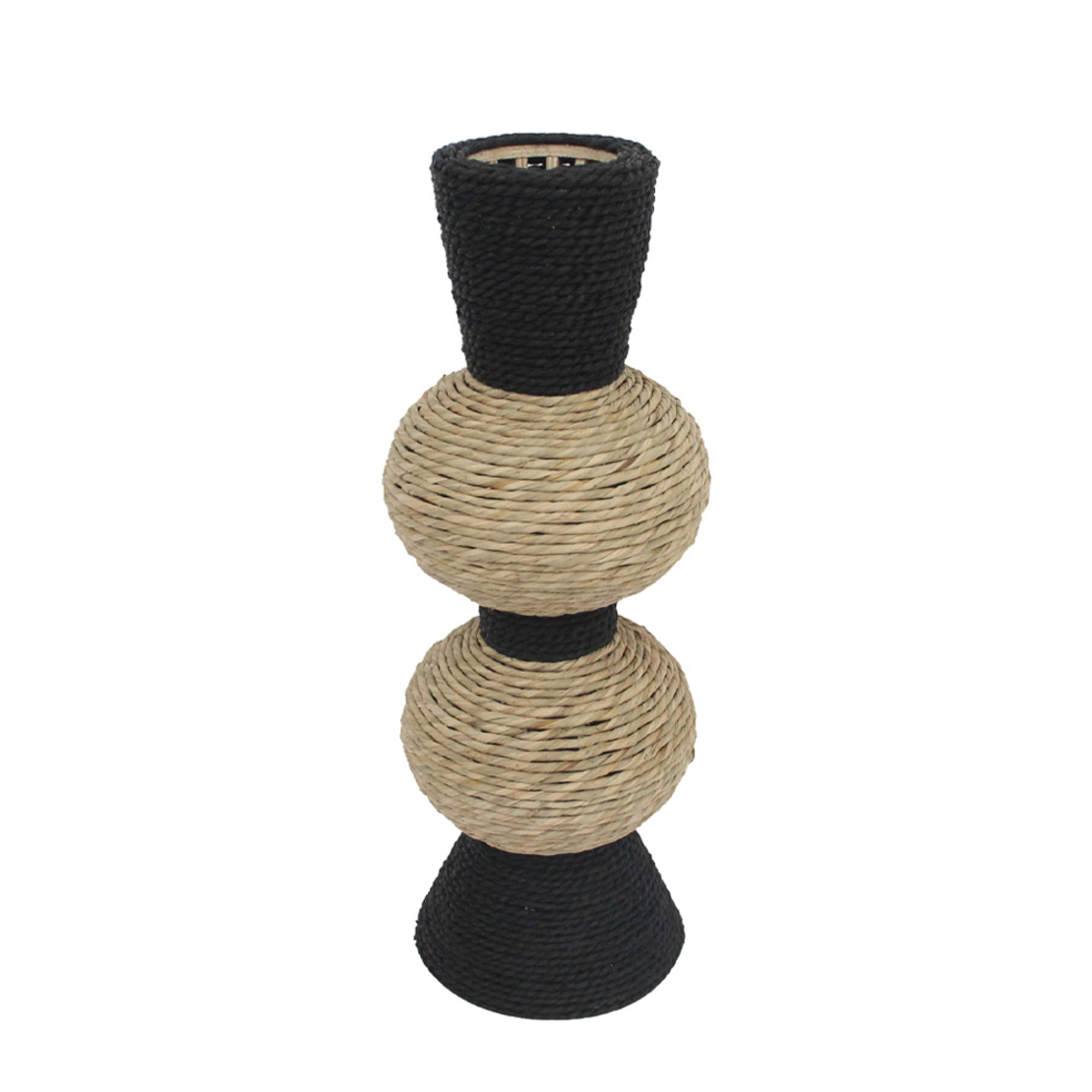 NUBIA VASE 22x22x61 ROPE NATURAL BLACK PLYWOOD