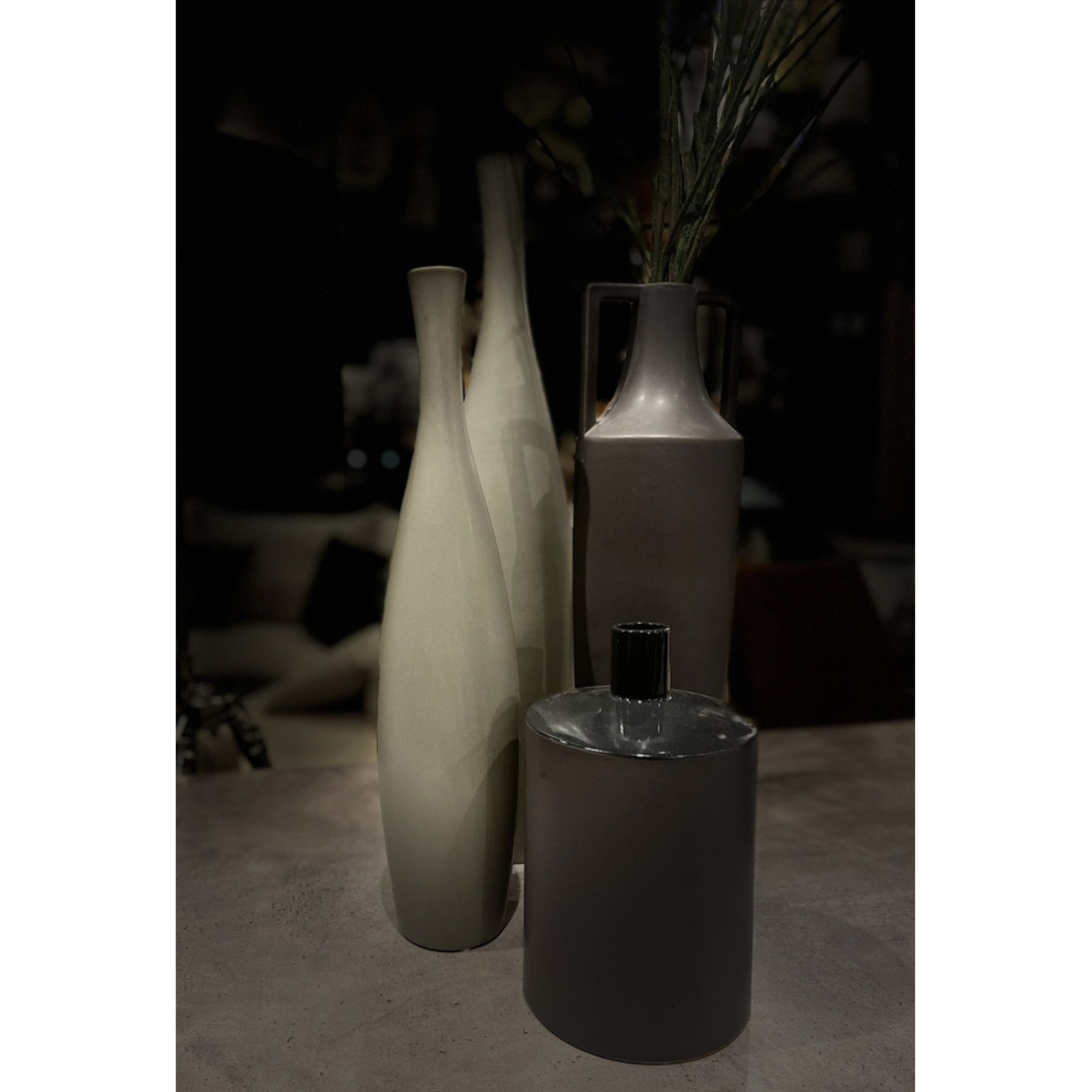 AIMA SHORT VASE CERAMIC ANTRACITE MATTE SILVER GUN