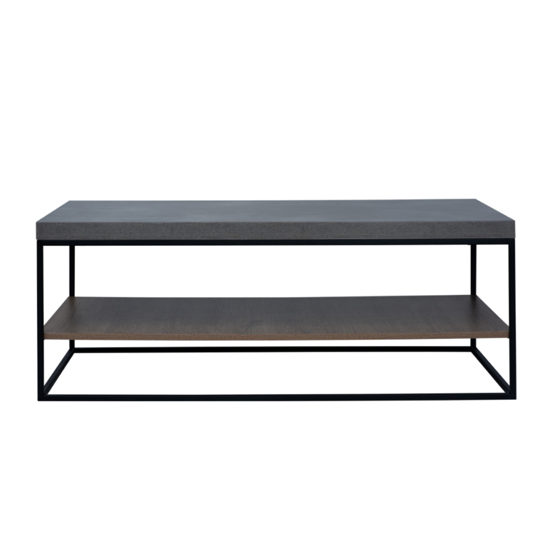 DELTA COFFEE TABLE MELAMINE CEMENT DARK OAK METAL BLACK 119x59xH45cm E1 PRC