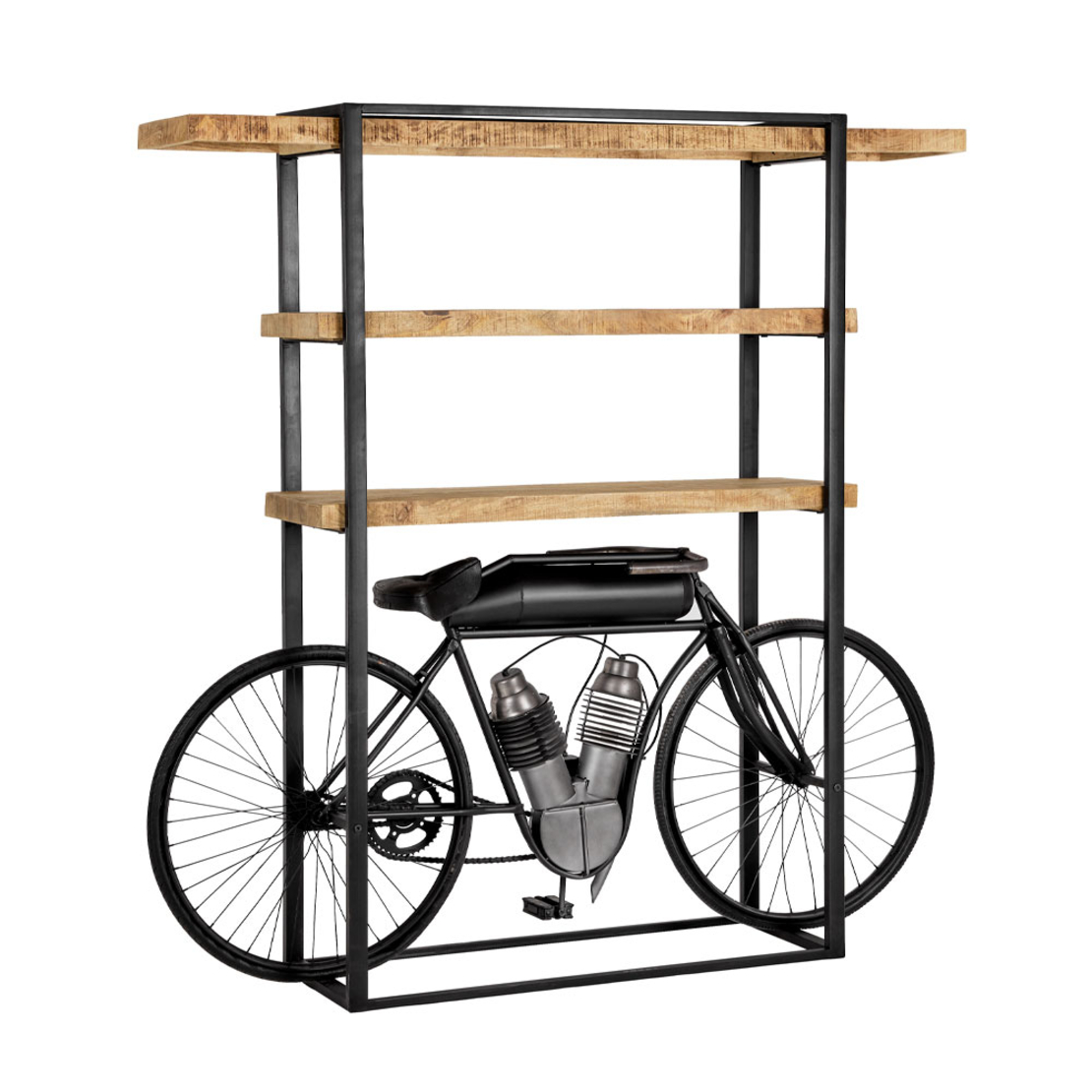 MOTOR BOOKCASE TALL METAL NATURAL WOOD MANGO 183x41xH183cm IN