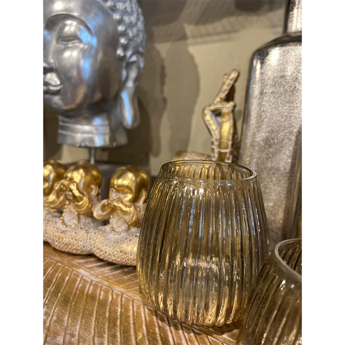 ATHENA BASE FOR CANDLE GLASS GOLD D9xH10cm IN