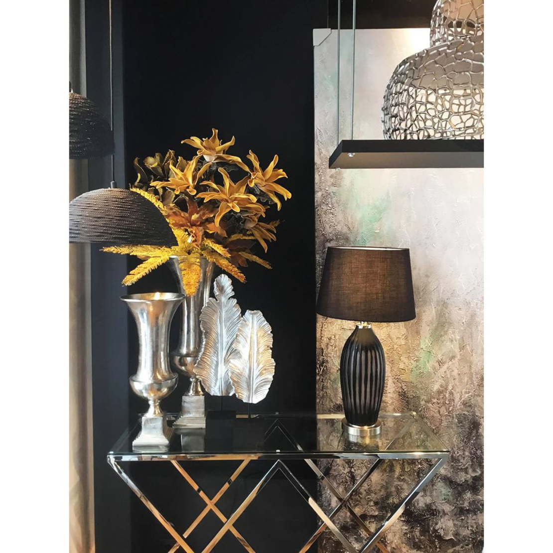 CONOR CONSOLE STAINLESS STEEL SILVER GLASS TRANSPARENT 120x40xH78cm PRC