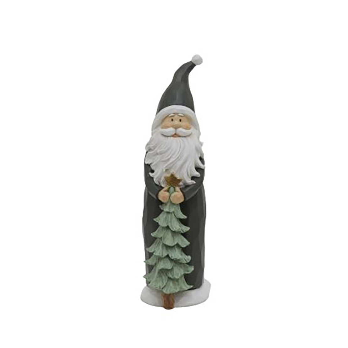 XMAS DASHER A SANTA CLAUS POLYRESIN GREEN WHITE 15