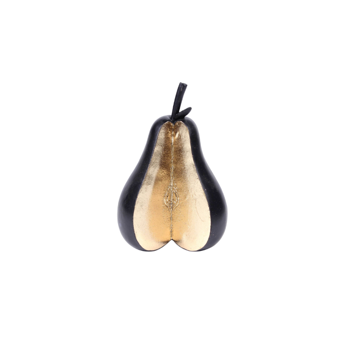 FRAIS DECO PEAR POLYRESIN BLACK GOLD 13x11xH19cm P