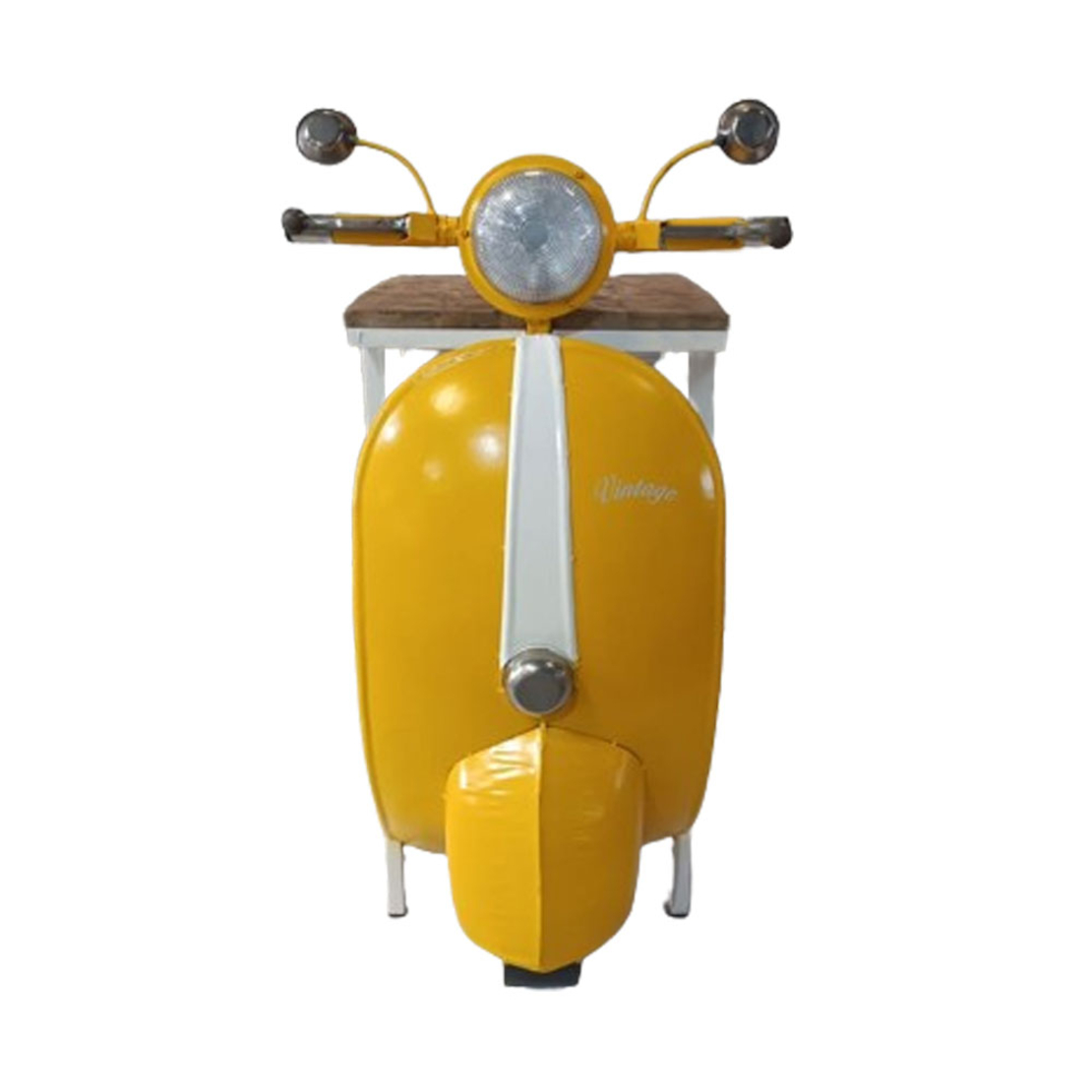 MINI VESPA SIDE TABLE WITH SHELVES METAL YELLOW WHITE NATURAL 61x45xH88cm IN