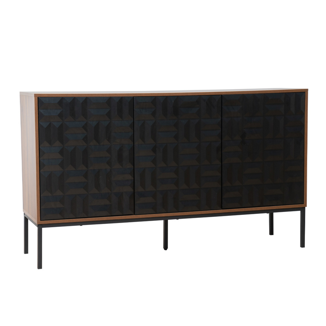 ZUMA SIDEBOARD MELAMINE WALNUT BLACK METAL 148x40x