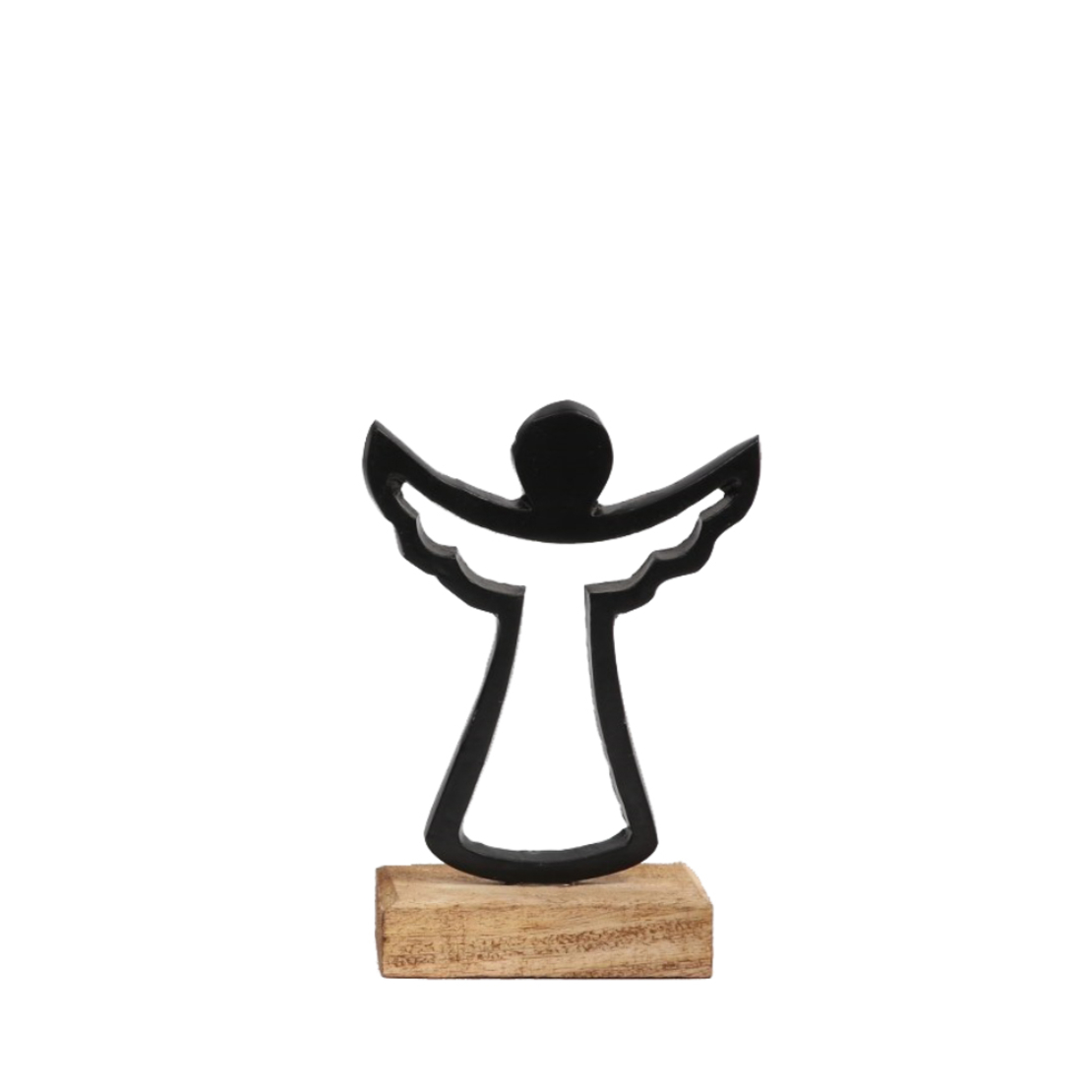 XMAS ADORN ANGEL ALUMINIUM WOOD MANGO BLACK NATURA