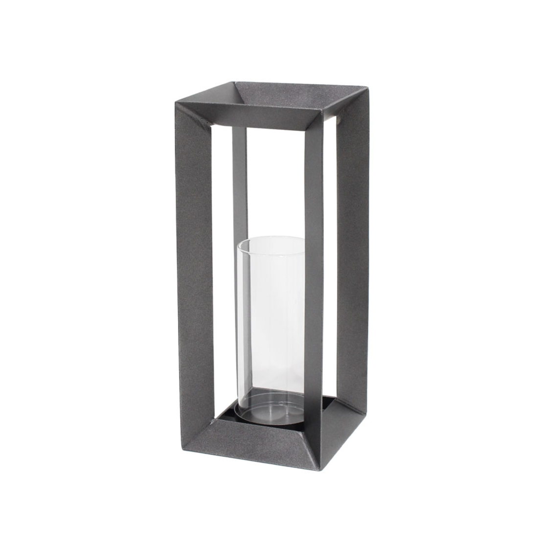 INSIDE TEALIGHT HOLDER 16x16x38 METAL GREY GLASS