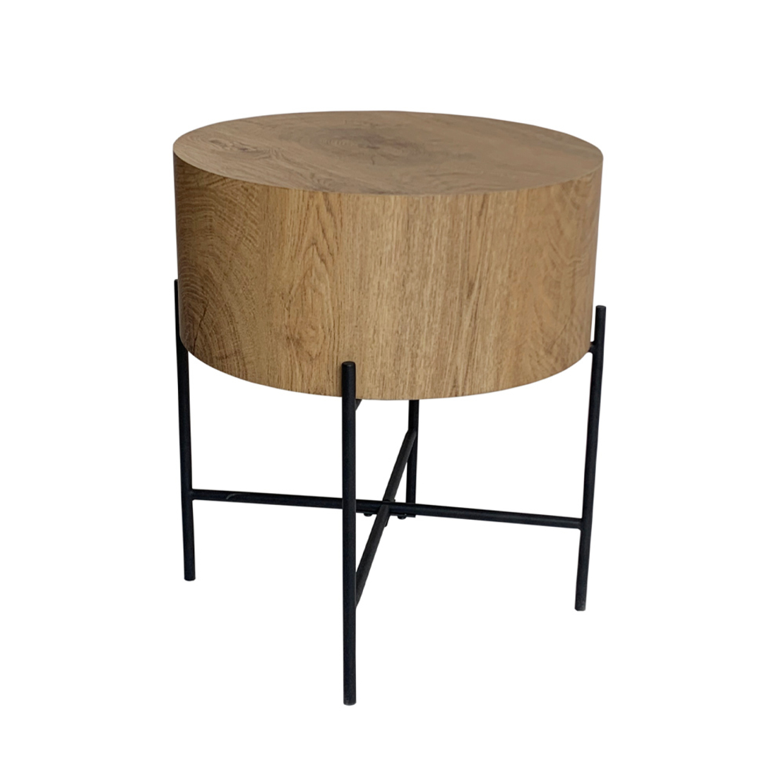 MADERA SIDE TABLE MDF WITH PAPER VENEER NATURAL METAL BLACK 45x45xH45cm E1 PRC