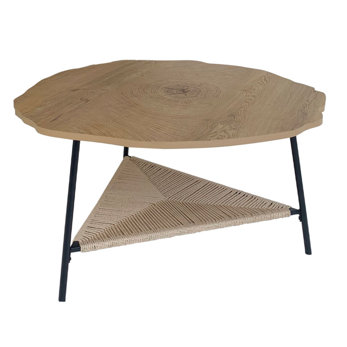TREE COFFEE TABLE CHIPBOARD WITH MELAMINE CARTA NATURAL METAL BLACK 80x80xH42cm E1 PRC