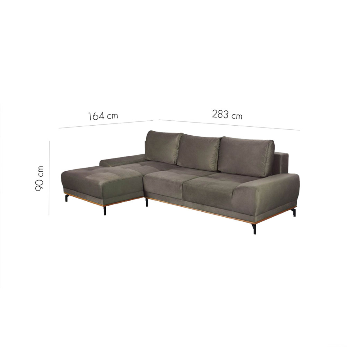 NATURA SOFA BED CORNER LEFT EASY CLEAN FABRIC TAUPE E1 EU