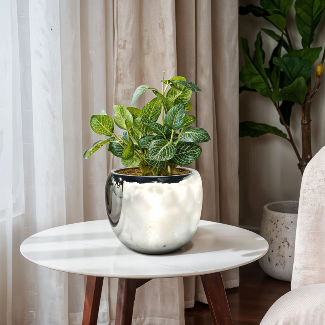 ARGENTO VASE 28x28x24 CERAMIC SILVER