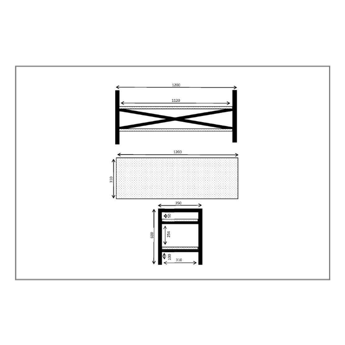 SMART TV STAND SHELF MELAMINE SONOMA BLACK METAL 120x35xH60cm E1 TR