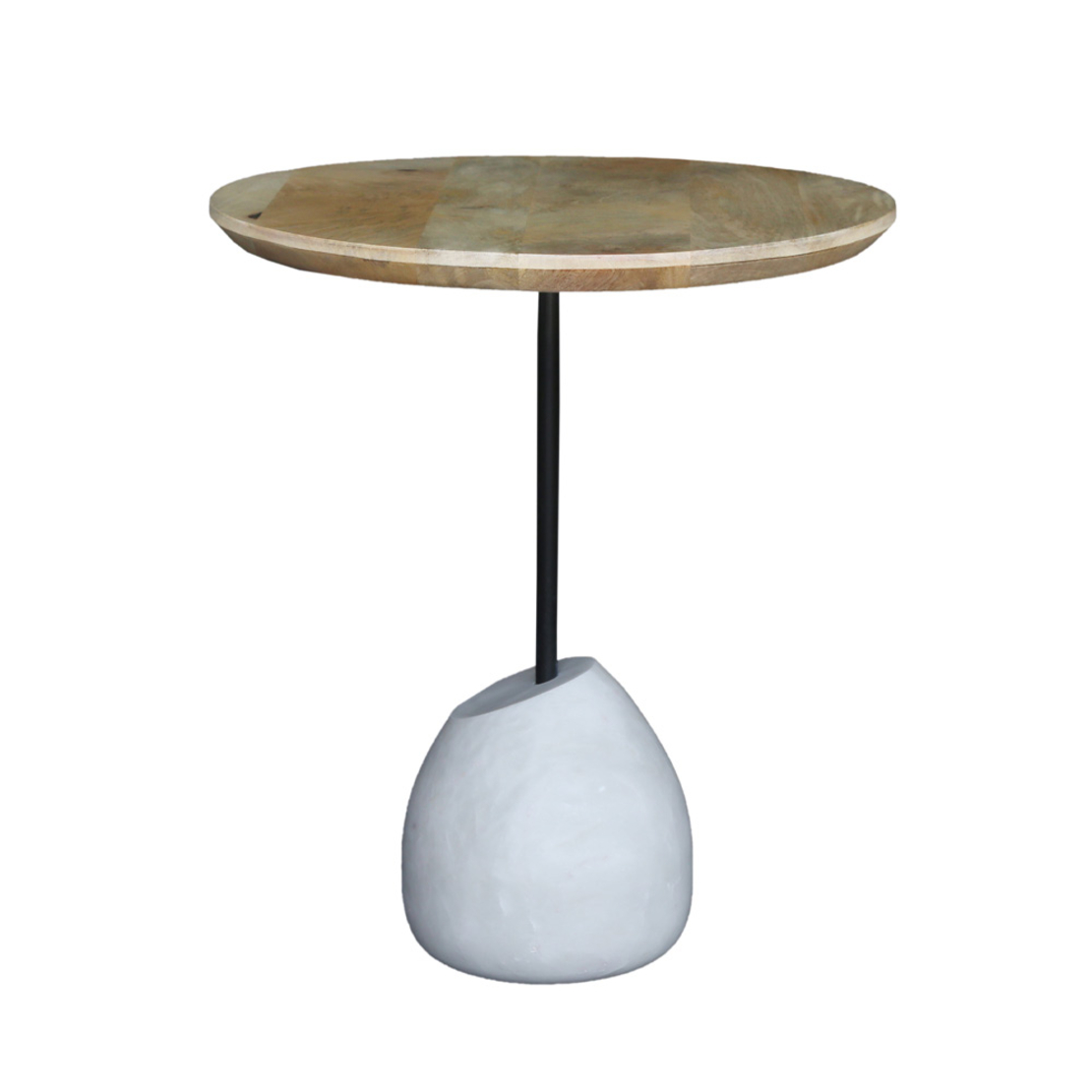 PILEA 46 SIDE TABLE WOOD MANGO NATURAL WHITE MARBL