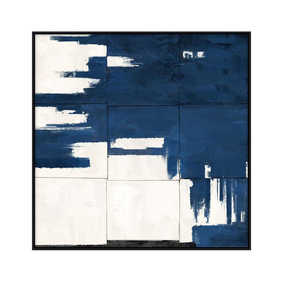 GEOMETRY OF TIME PAINTING DECORATIVE WITH FRAME 80x80x4 CANVAS BLUE WHITE PP