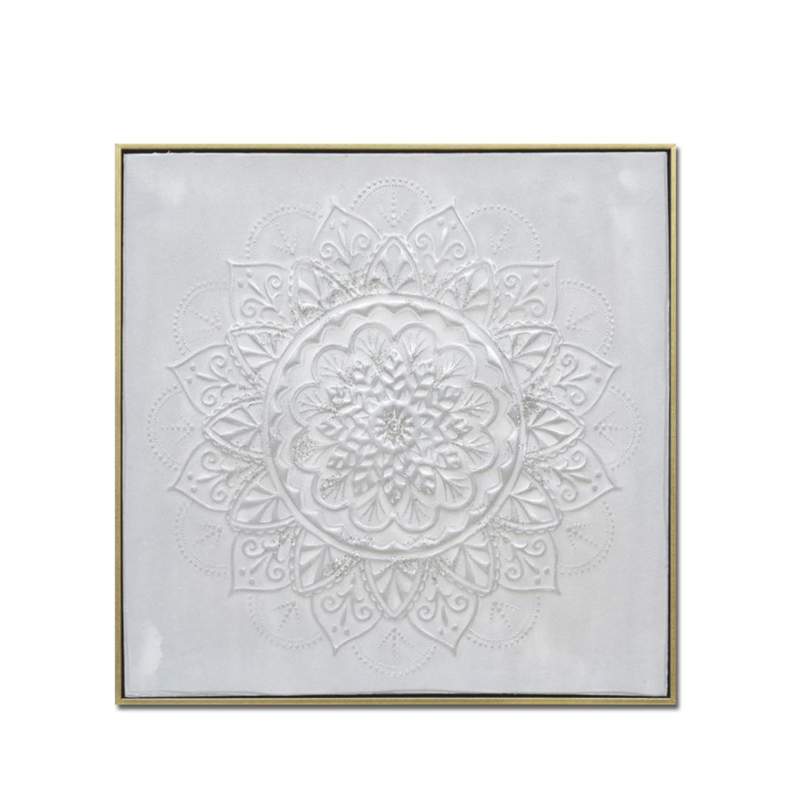 ROZETA PAINTING CANVAS WHITE GOLD WOOD 62x62xH5cm