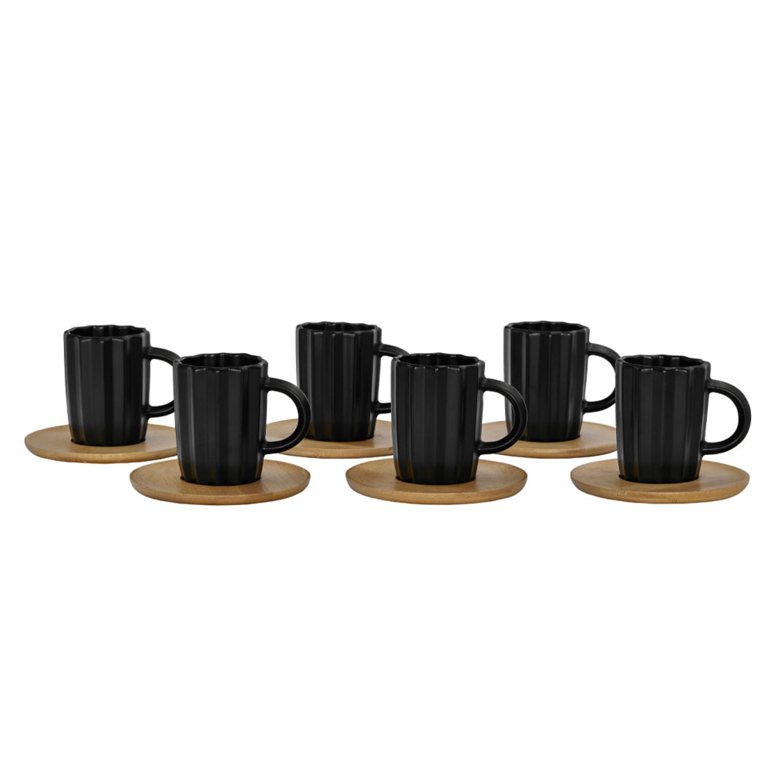 CACTUS MUG ESPRESSO SET 6 PCS PORCELAIN BAMBOO BLA