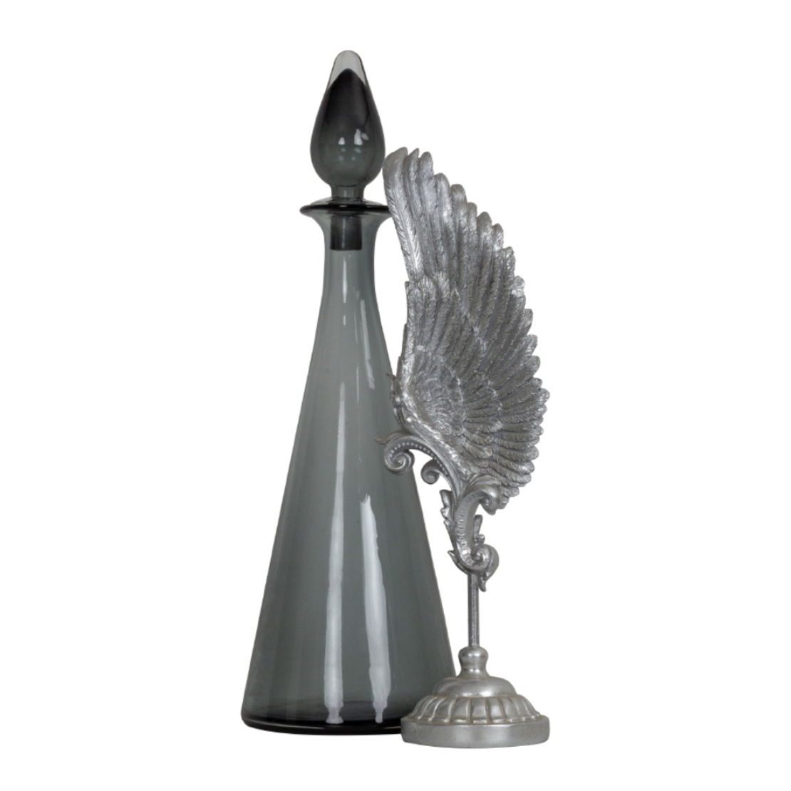 VOLE DECO FEATHER POLYRESIN SILVER ANTIQUE 14,5x11