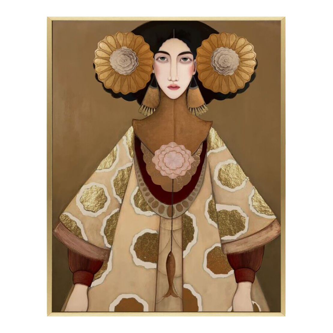 NORI B PAINTING CANVAS MULTICOLOR WOOD FRAME GOLD