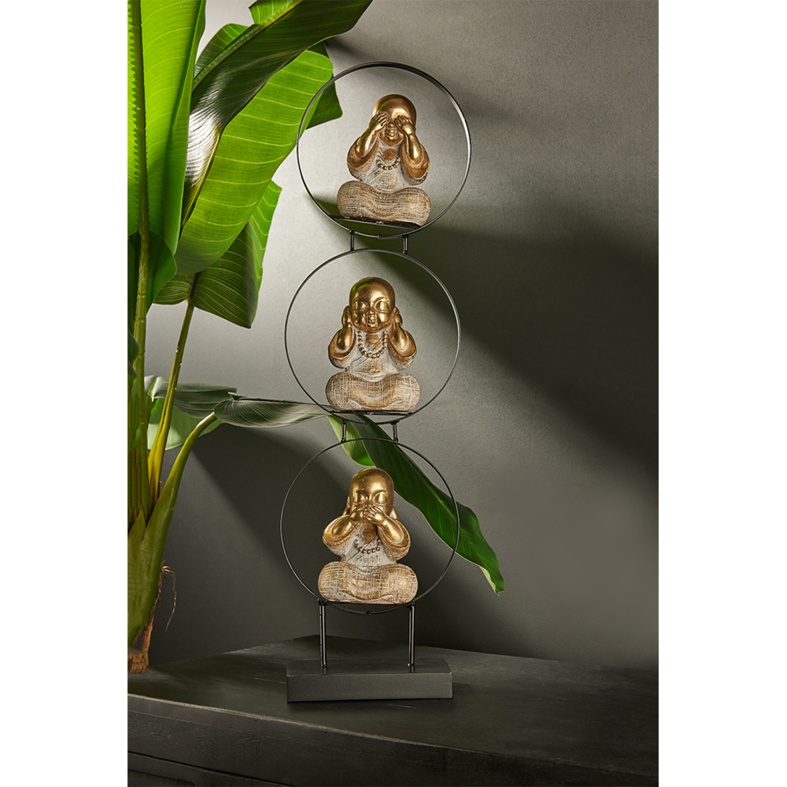 SAKYA DECO TOTEM POLYRESIN GOLD BLACK 18x9xH63,5cm
