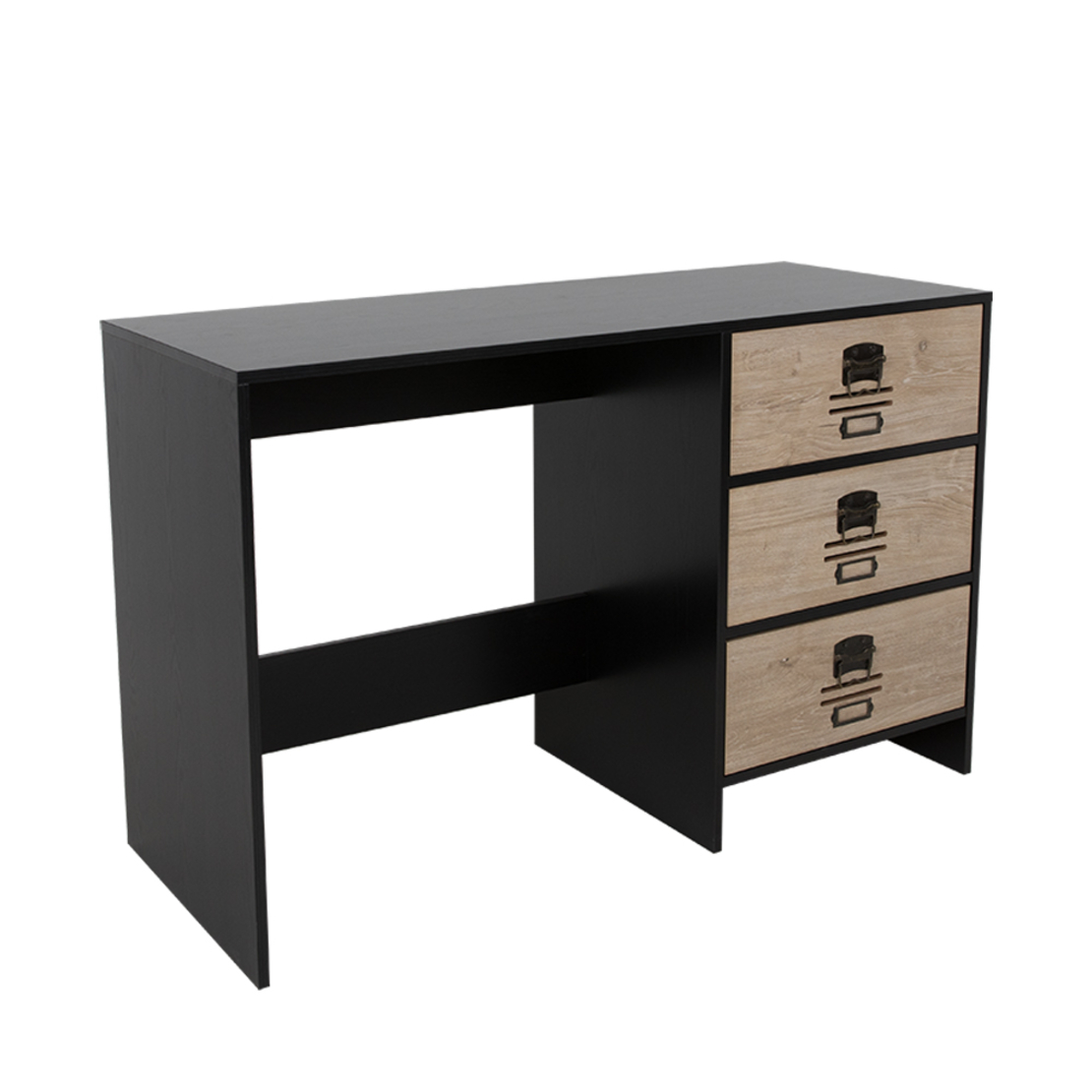 BLACKLY SLOT DESK 3DRAWERS CHIPBOARD WITH MELAMINE CARTA BLACK OAK SONOMA DECAPE 120x48xH76,5cm E1 PRC