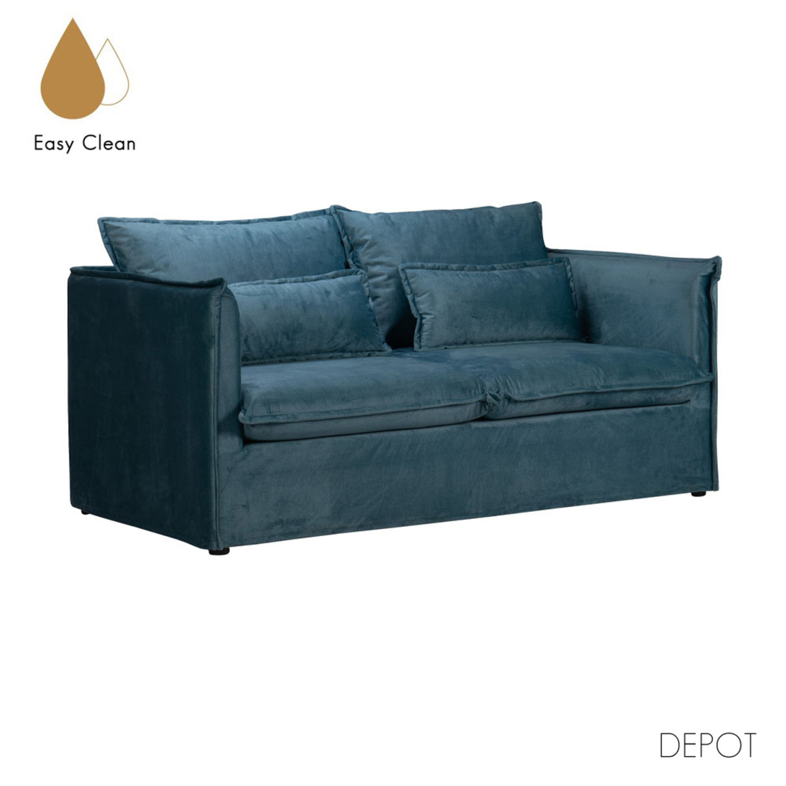 ONE ONLY SOFA 2SEAT REMOVABLE COVER EASY CLEAN FABRIC BLUE LIGHT DARK E1 EU