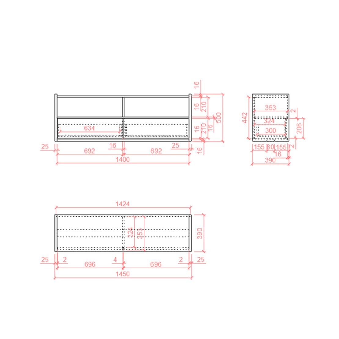 TOWN TV STAND MELAMINE SONOMA WHITE MARBLE 145x39xH50cm E1 EU