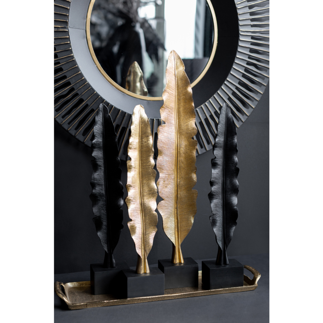 FEATHERS DECO FEATHER POLYRESIN GOLD 14x11xH74cm P