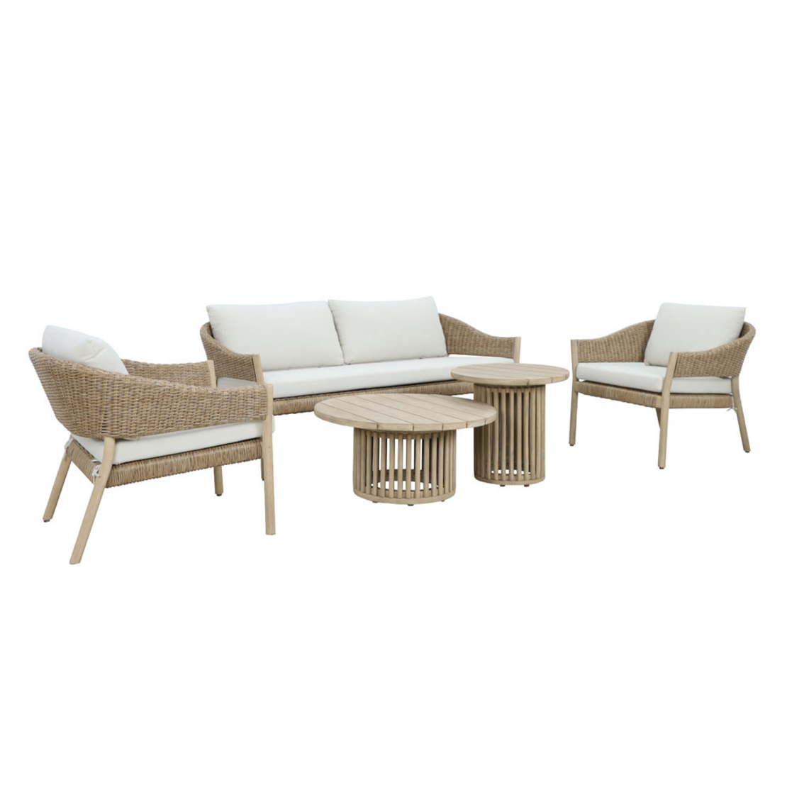 SUMATRA LOUNGE SET 1+2 WOOD EUCALYPTUS NATURAL BEI