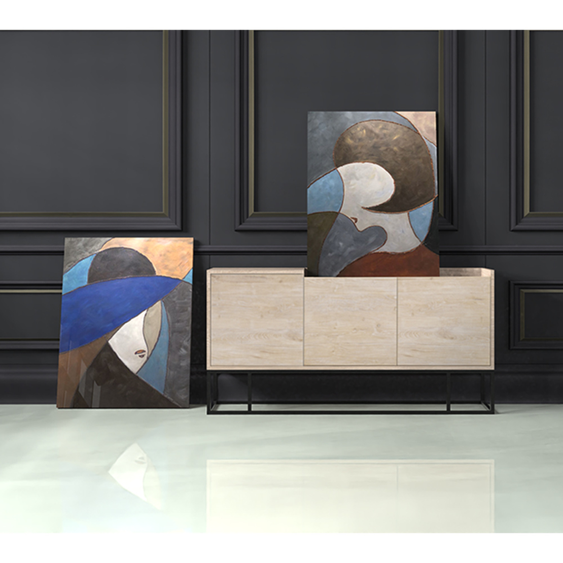 EL 2 PAINTING CANVAS MULTICOLOR WOOD 76x100xH3,5cm