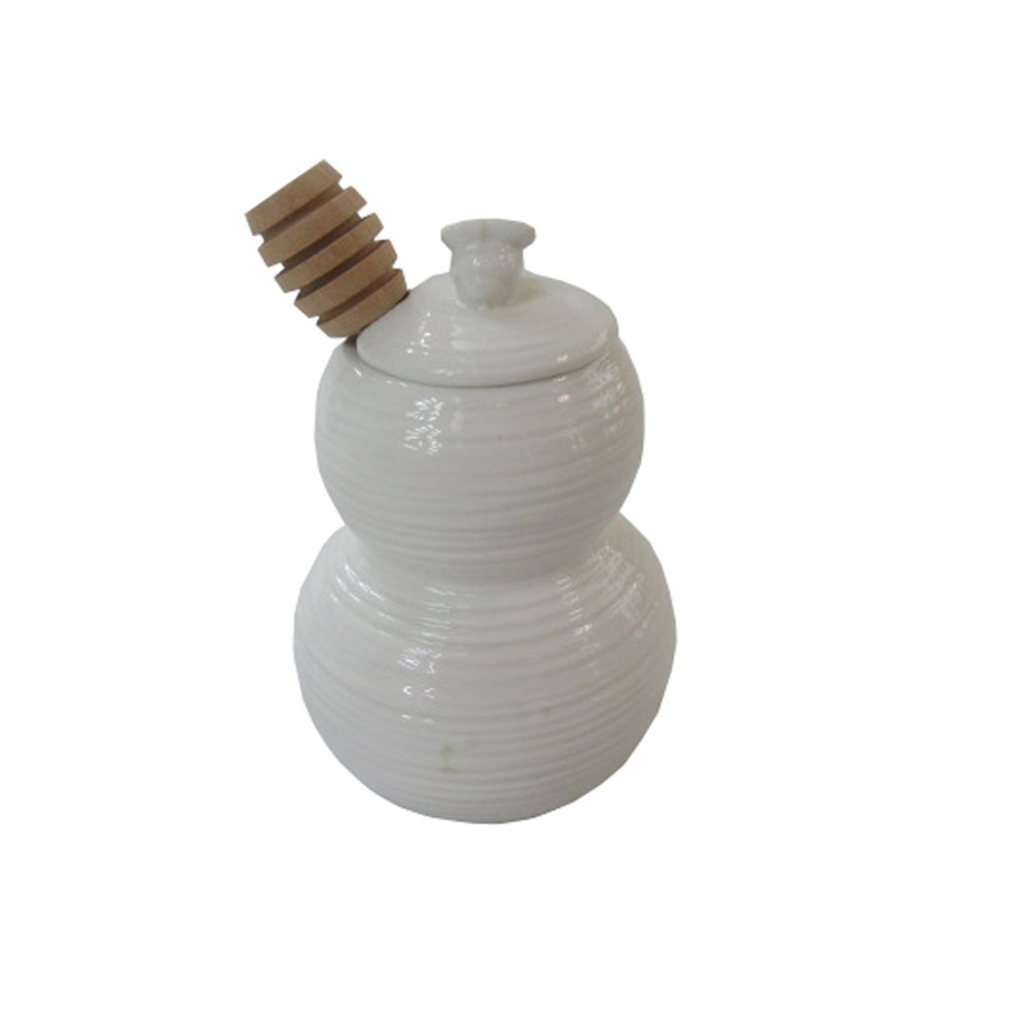 CURVE STORAGE JAR HONEY POT PORCELAIN BAMBOO WHITE