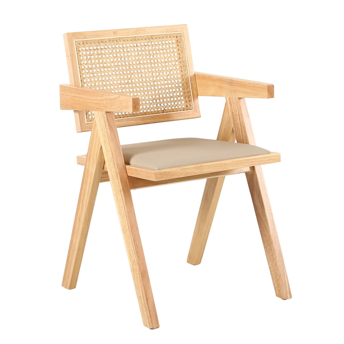 SAMURAI CHAIR WOOD RUBBERWOOD NATURAL BEIGE RATTAN PRC