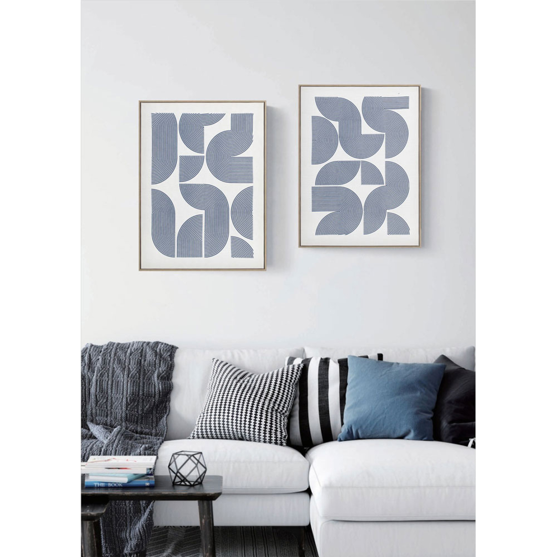 AZURE HEAVEN PAINTING DECORATIVE 60x80x5 CANVAS WHITE BLUE DARK WOOD NATURAL
