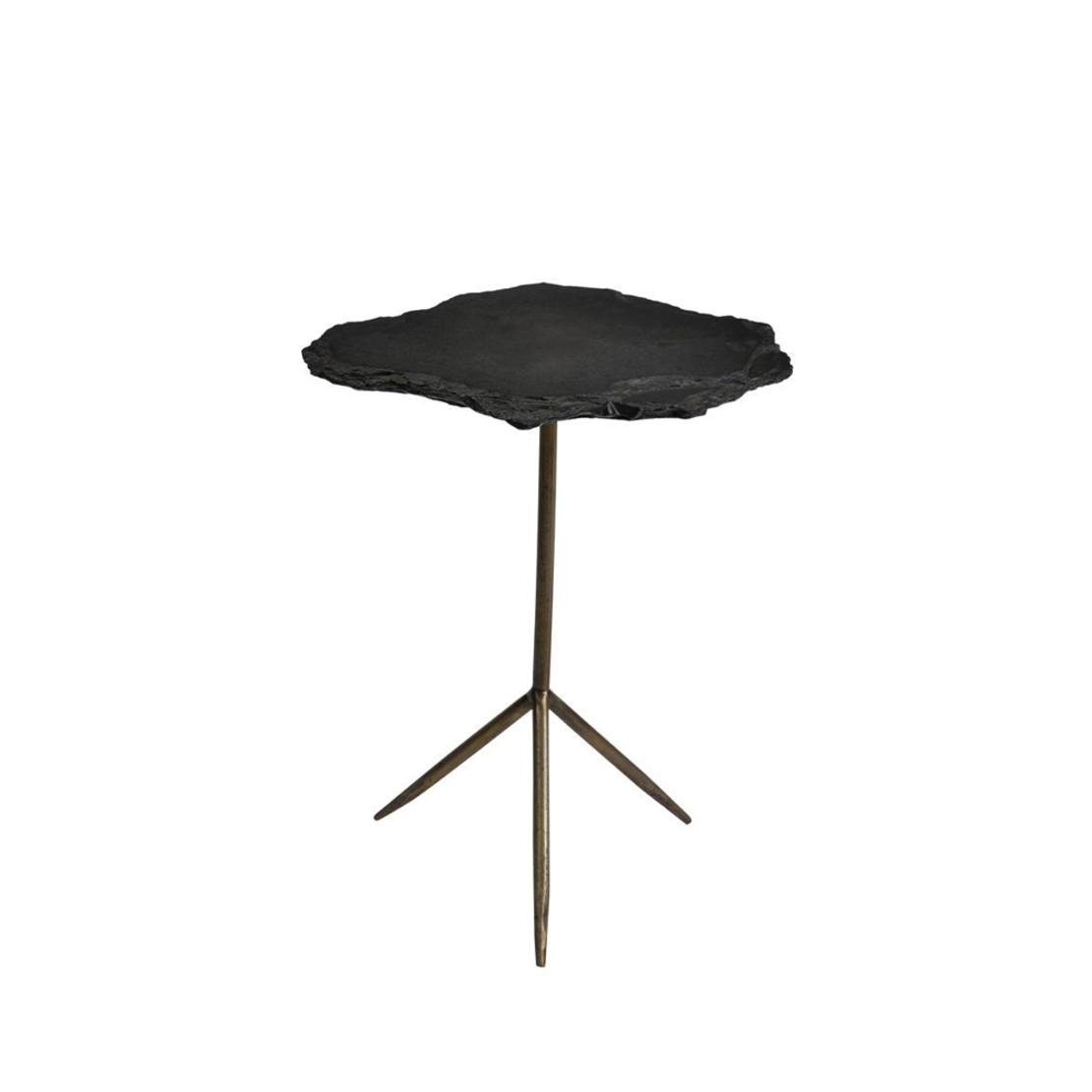 PIEDRA SIDE TABLE STONE GREY DARK METAL BRASS ANTIQUE 48x44xH60cm IN